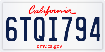 CA license plate 6TQI794