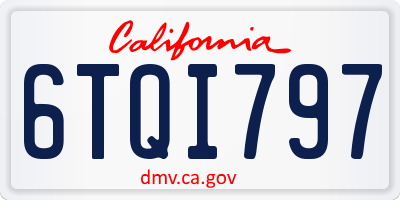 CA license plate 6TQI797