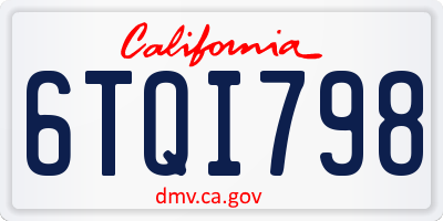 CA license plate 6TQI798