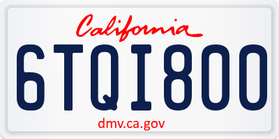 CA license plate 6TQI800