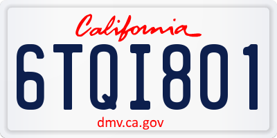 CA license plate 6TQI801