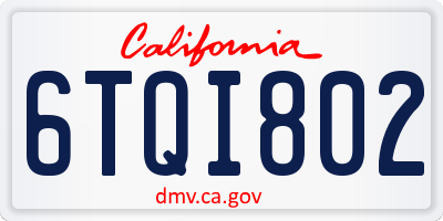 CA license plate 6TQI802