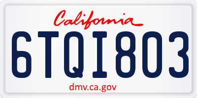 CA license plate 6TQI803