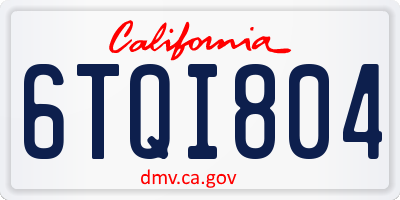 CA license plate 6TQI804