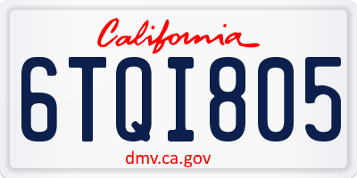 CA license plate 6TQI805
