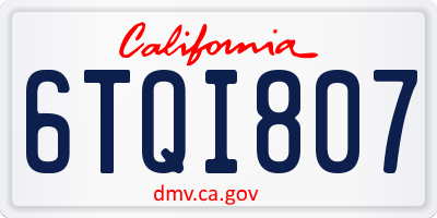 CA license plate 6TQI807