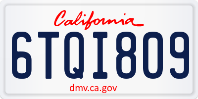 CA license plate 6TQI809