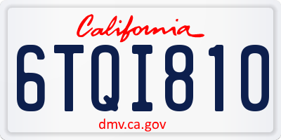 CA license plate 6TQI810