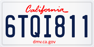 CA license plate 6TQI811