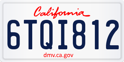 CA license plate 6TQI812