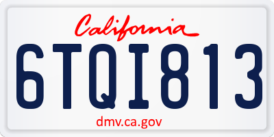 CA license plate 6TQI813