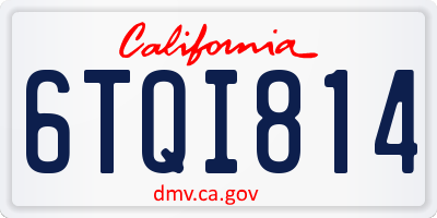 CA license plate 6TQI814