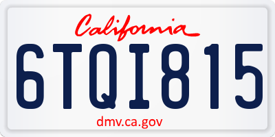 CA license plate 6TQI815