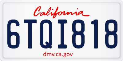 CA license plate 6TQI818