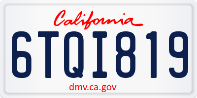 CA license plate 6TQI819