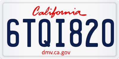 CA license plate 6TQI820
