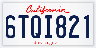 CA license plate 6TQI821