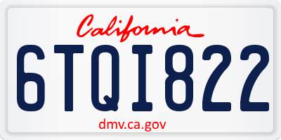 CA license plate 6TQI822