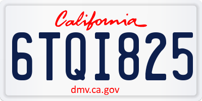 CA license plate 6TQI825