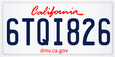 CA license plate 6TQI826