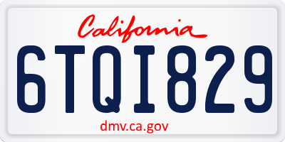 CA license plate 6TQI829