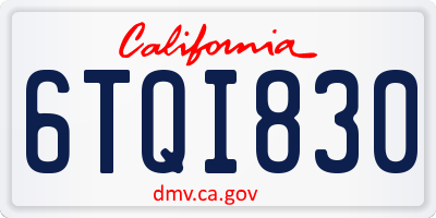 CA license plate 6TQI830