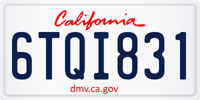 CA license plate 6TQI831