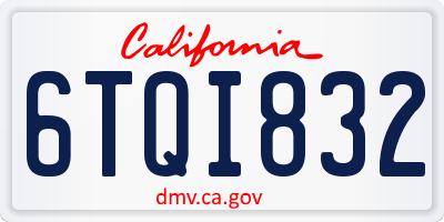 CA license plate 6TQI832