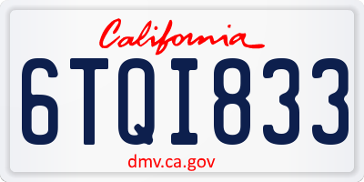 CA license plate 6TQI833