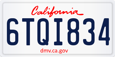 CA license plate 6TQI834