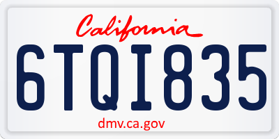 CA license plate 6TQI835