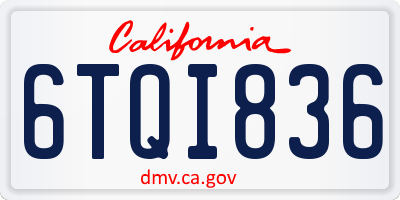 CA license plate 6TQI836