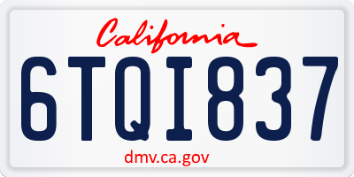 CA license plate 6TQI837