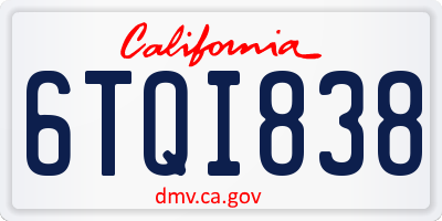 CA license plate 6TQI838