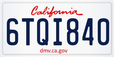 CA license plate 6TQI840