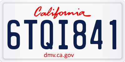 CA license plate 6TQI841