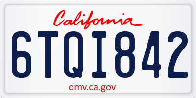 CA license plate 6TQI842