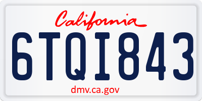 CA license plate 6TQI843