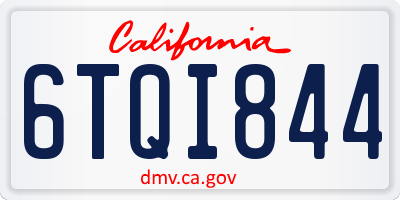 CA license plate 6TQI844