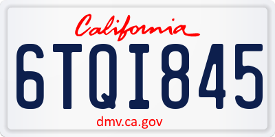 CA license plate 6TQI845