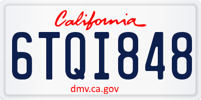 CA license plate 6TQI848