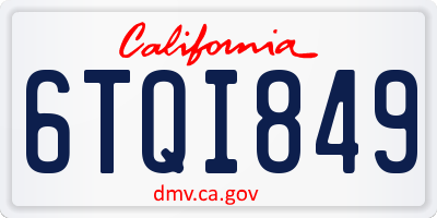 CA license plate 6TQI849