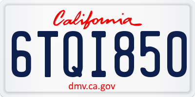 CA license plate 6TQI850