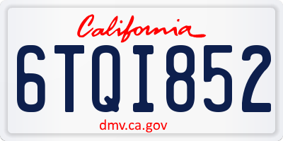 CA license plate 6TQI852