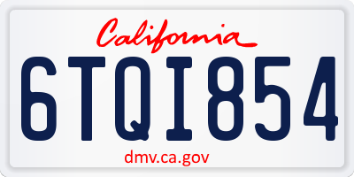 CA license plate 6TQI854