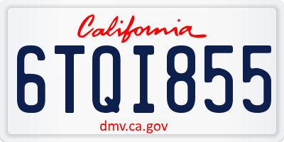 CA license plate 6TQI855