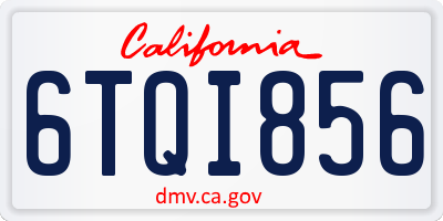 CA license plate 6TQI856