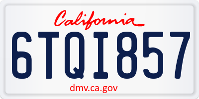 CA license plate 6TQI857