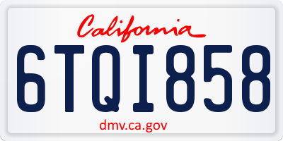 CA license plate 6TQI858