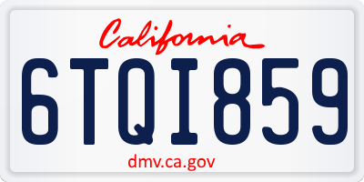 CA license plate 6TQI859